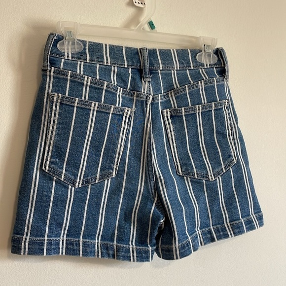 GAP Mom Jean Shorts 00 24 Blue White Striped Denim Pockets Cotton Mid 4” Inseam - Picture 6 of 14